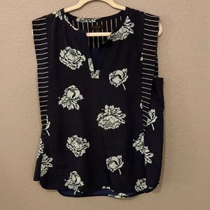 J. Crew Floral Navy Blouse